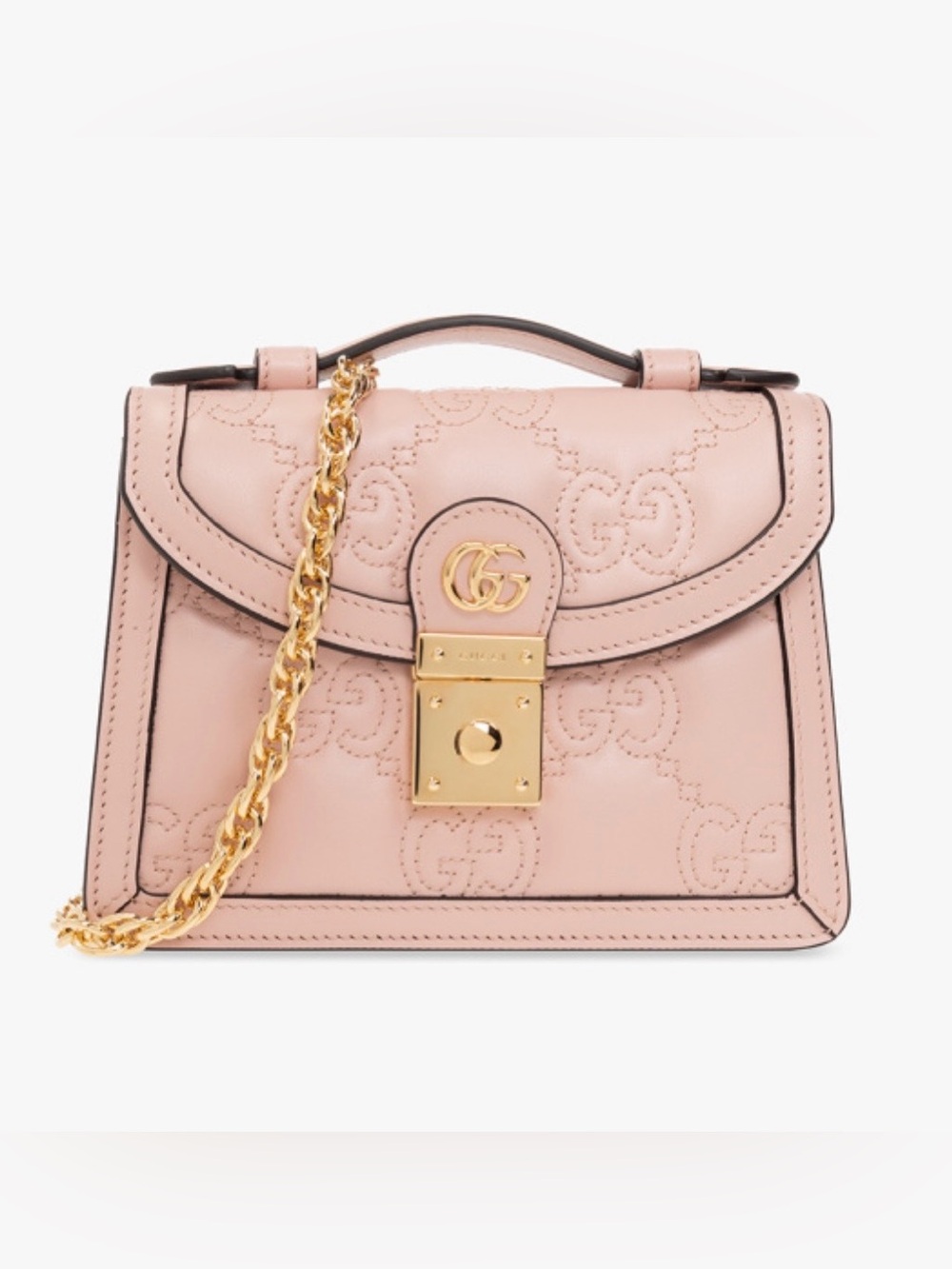 GUCCI GG matelasse quilted leather top handle chain shoulder bag